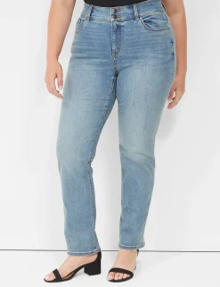 Straight Leg^Lane Bryant Tighter Tummy High-Rise Straight Jean Medium Denim