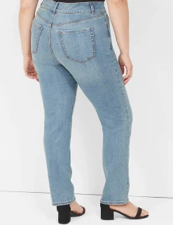 Straight Leg^Lane Bryant Tighter Tummy High-Rise Straight Jean Medium Denim