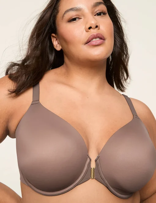 Full Coverage Bras^Lane Bryant Totally Smooth Full Coverage Front-Close Bra Deep Taupe