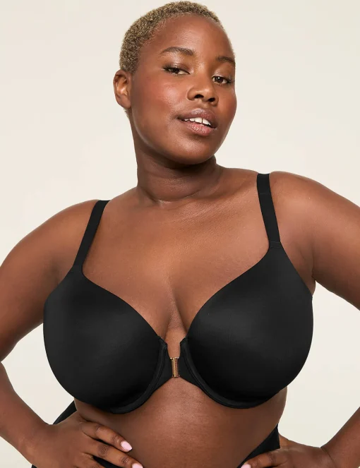 Full Coverage Bras^Lane Bryant Totally Smooth Full Coverage Front-Close Bra Black