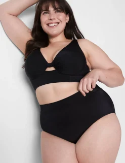 Swim Tops^Lane Bryant Underwire Plunge Keyhole Swim Bikini Top Black