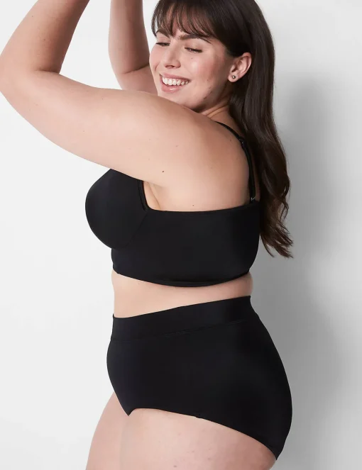 Swim Tops^Lane Bryant Underwire Plunge Keyhole Swim Bikini Top Black