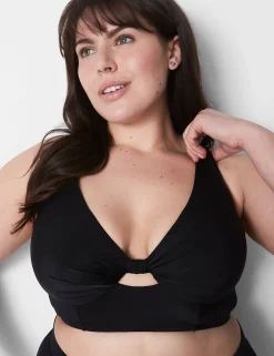 Swim Tops^Lane Bryant Underwire Plunge Keyhole Swim Bikini Top Black
