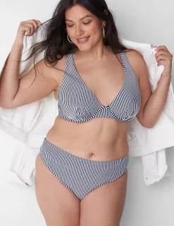 Swim Tops^Lane Bryant Underwire Seersucker Swim Bikini Top Maritime Blue Seersucker