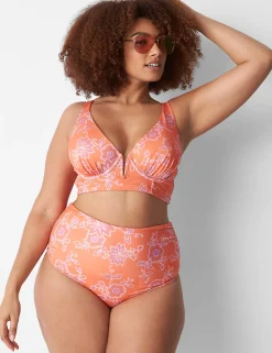 Swim Tops^Lane Bryant Underwire V-Wire Bikini Swim Top Nectarine Floral