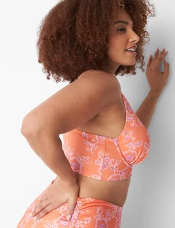 Swim Tops^Lane Bryant Underwire V-Wire Bikini Swim Top Nectarine Floral