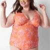 Swim Tops^Lane Bryant Underwire V-Wire Swim Tankini Top Nectarine Floral