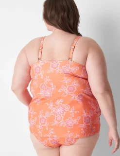 Swim Tops^Lane Bryant Underwire V-Wire Swim Tankini Top Nectarine Floral