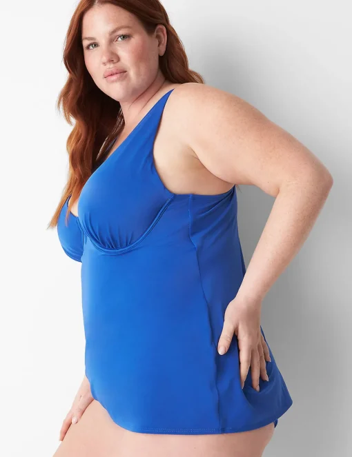 Swim Tops^Lane Bryant Underwire V-Wire Swim Tankini Top Beaucoup Blue