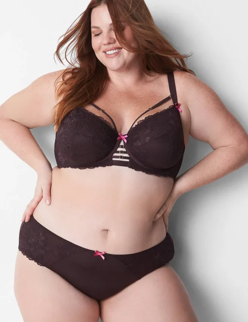 Sexy Bras^Lane Bryant Unlined Curvy Balconette Bra Chocolate Plum