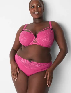 Sexy Bras^Lane Bryant Unlined Curvy Balconette Bra Pink Yarrow