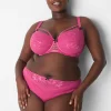 F To K Cups^Lane Bryant Unlined Curvy Balconette Bra Pink Yarrow
