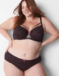 Underwire Bras^Lane Bryant Unlined Curvy Balconette Bra Chocolate Plum