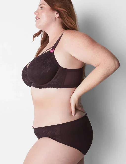 Sexy Bras^Lane Bryant Unlined Curvy Balconette Bra Chocolate Plum
