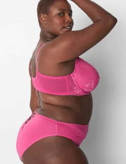 F To K Cups^Lane Bryant Unlined Curvy Balconette Bra Pink Yarrow