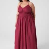 Date Night^Lane Bryant V-Neck Ruched-Waist Maxi Dress Burgundy