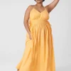 Maxi & Midi^Lane Bryant V-Neck Ruched-Waist Maxi Dress Mock Orange