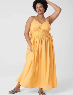 Maxi & Midi^Lane Bryant V-Neck Ruched-Waist Maxi Dress Mock Orange