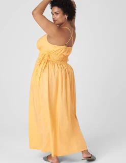 Maxi & Midi^Lane Bryant V-Neck Ruched-Waist Maxi Dress Mock Orange