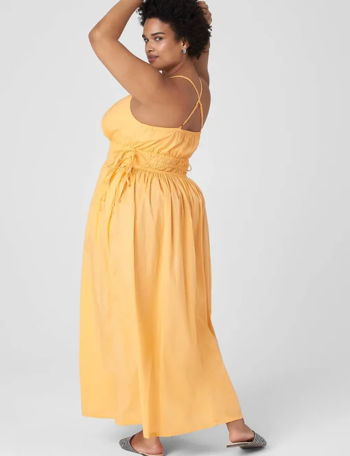 Maxi & Midi^Lane Bryant V-Neck Ruched-Waist Maxi Dress Mock Orange