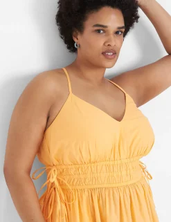 Maxi & Midi^Lane Bryant V-Neck Ruched-Waist Maxi Dress Mock Orange