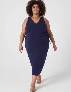 Casual^Lane Bryant V-Neck Side-Cutout Midi Dress Maritime Blue