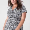 Shirts & Blouses^Lane Bryant V-Neck Side-Twist Top Black Maui Leaves