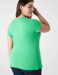Knit Tops^Lane Bryant V-Neck Side-Twist Top Island Green