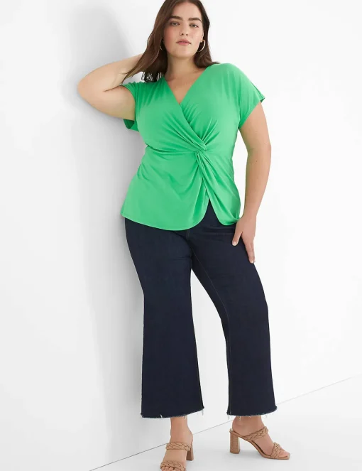 Knit Tops^Lane Bryant V-Neck Side-Twist Top Island Green