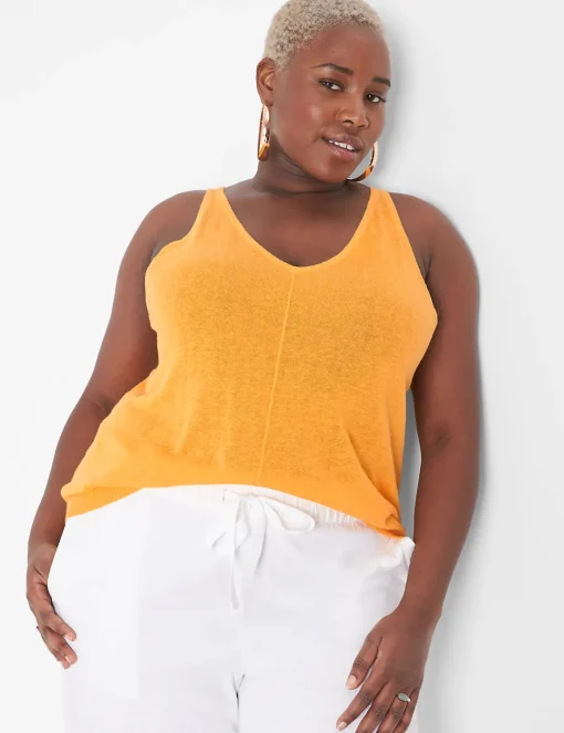 Sweaters^Lane Bryant V-Neck Tank Pullover Sweater Citrus