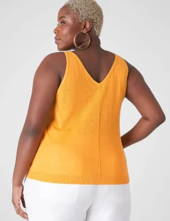 Sweaters^Lane Bryant V-Neck Tank Pullover Sweater Citrus