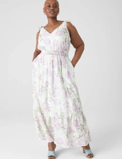 Occasion^Lane Bryant V-Neck Tie-Shoulder Maxi Dress Becca Floral