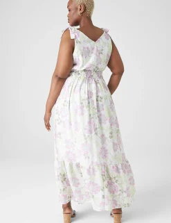 Occasion^Lane Bryant V-Neck Tie-Shoulder Maxi Dress Becca Floral